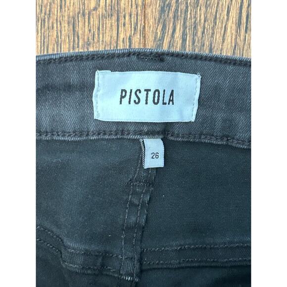 PISTOLA Jeans Womens Sz 26 Black Denim Flat Front Straight Leg Slit Raw Hem NWT - Picture 8 of 11